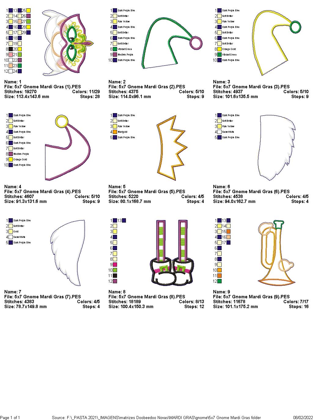 Mardi Gras Gnome - ITH Project - Machine Embroidery Design