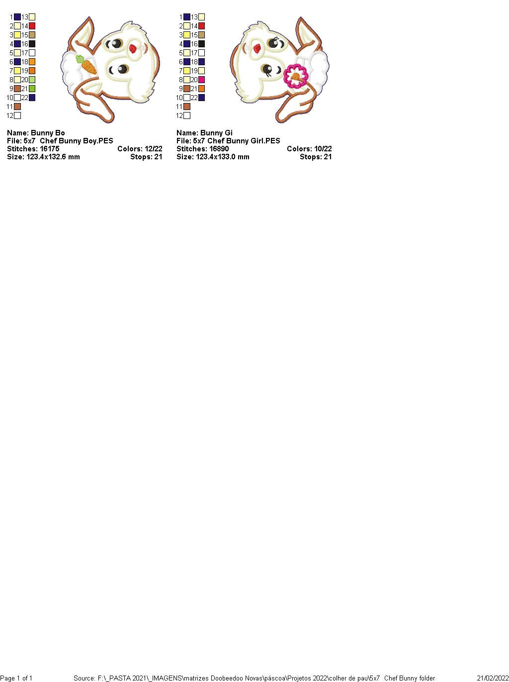 Kitchen Chefs Couple Bunnies - ITH Project - Machine Embroidery Design