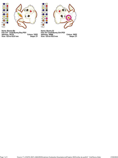 Kitchen Chefs Couple Bunnies - ITH Project - Machine Embroidery Design