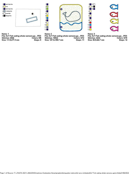 Whale Eating Fish Sensory Game - ITH Project - Machine Embroidery Design