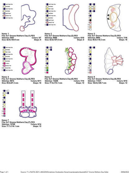 Gnome Mothers Day Ornamen - ITH Project - Machine Embroidery Design