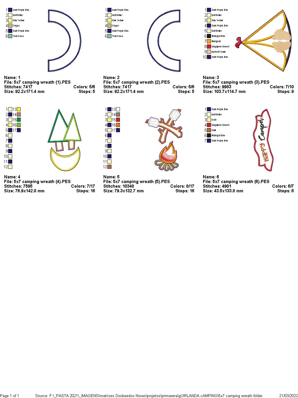 Camping Wreath Door Ornament - ITH Project - Machine Embroidery Design