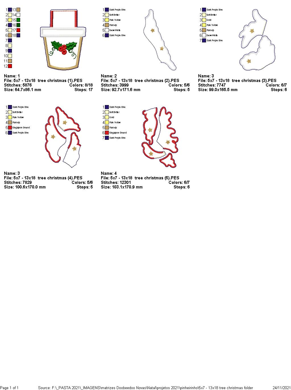 Christmas Tree Vase Ornament - ITH Project - Machine Embroidery Design