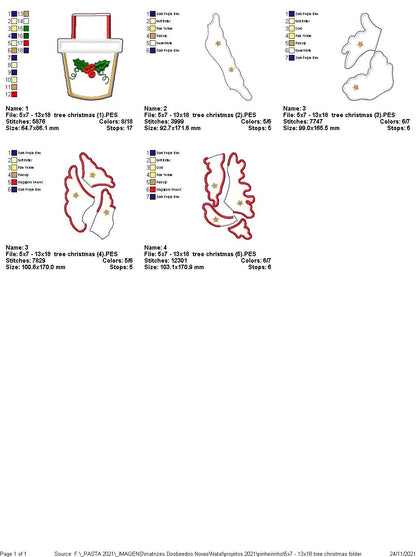 Christmas Tree Vase Ornament - ITH Project - Machine Embroidery Design