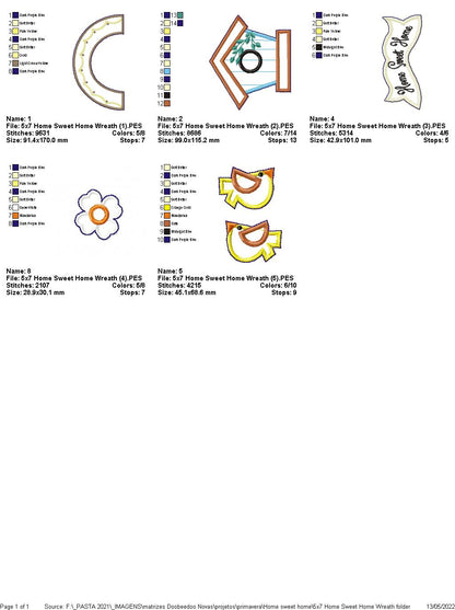 Home Sweet Home Wreath - ITH Project - Machine Embroidery Design