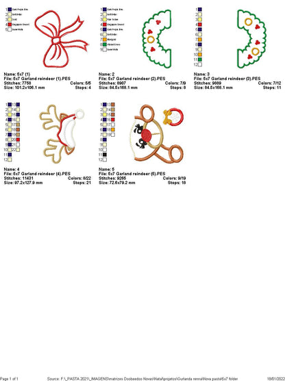 Reindeer Wreath Christmas - ITH Project - Machine Embroidery Design