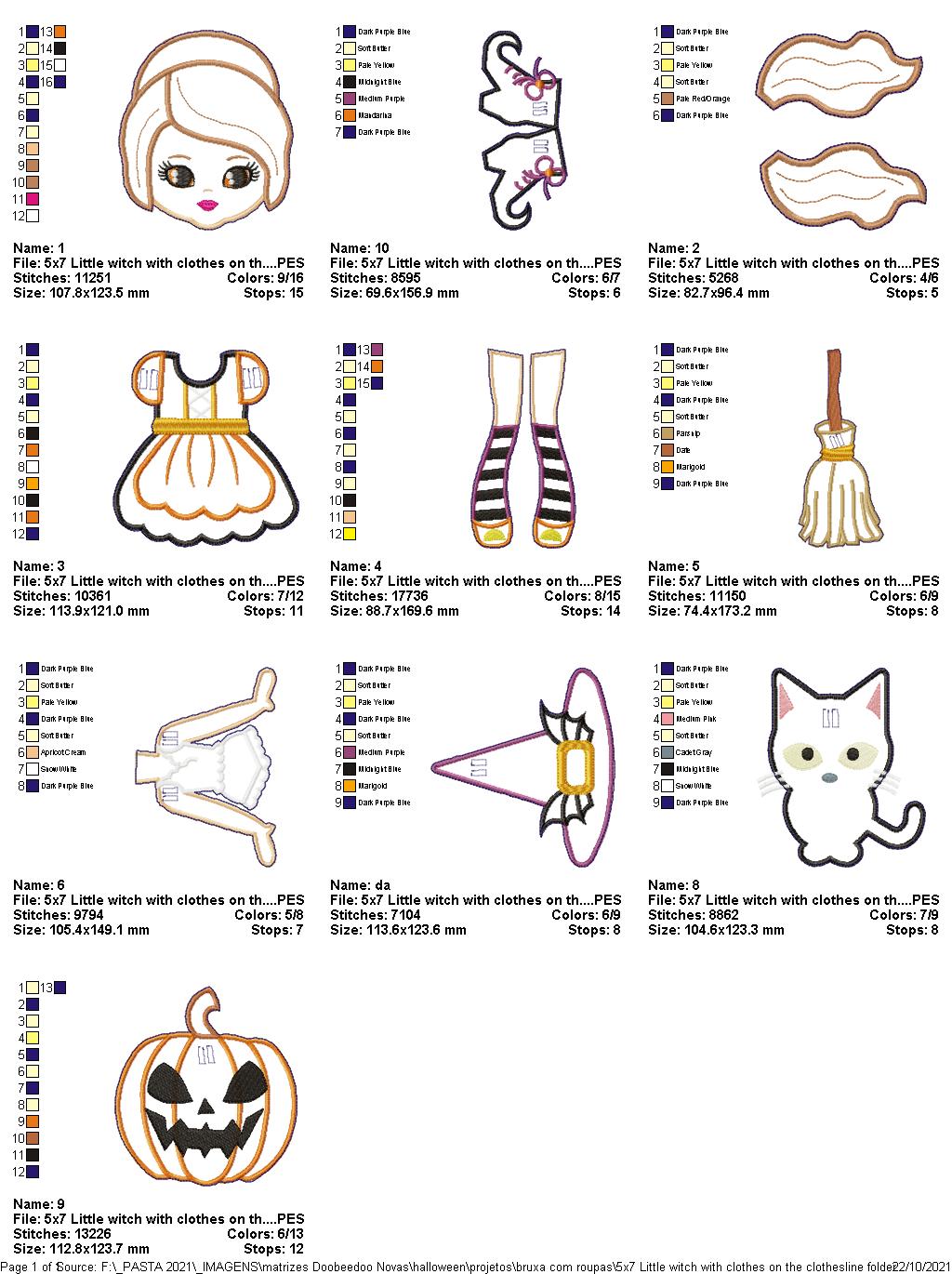 Halloween Witch Clothes on Clothesline Banner - ITH Project - Machine Embroidery Design