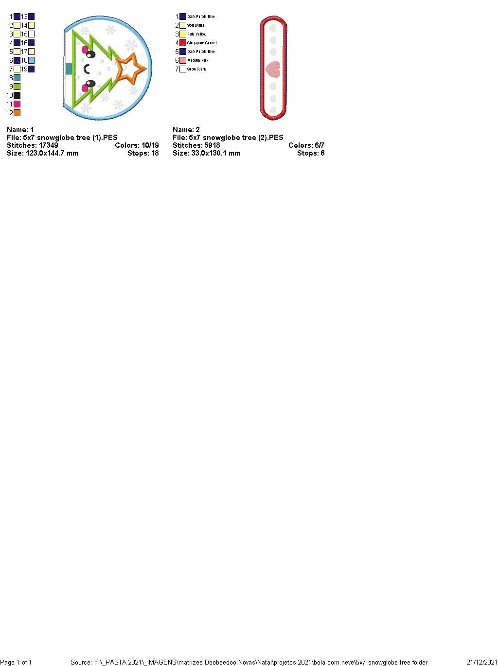 Snow Globe Christmas Tree Ornament - ITH Project - Machine Embroidery Design