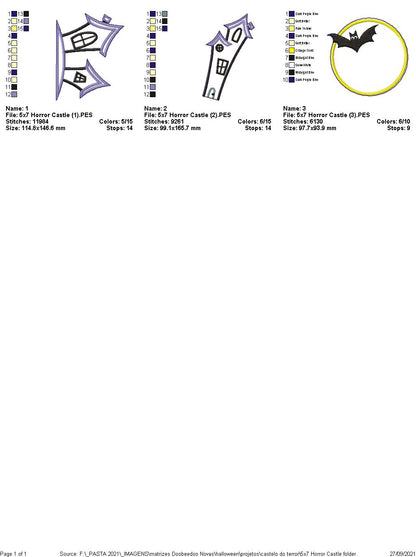 Halloween Horror Castle Door Ornament - ITH Project - Machine Embroidery Design