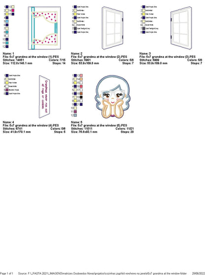 Grandma at the Window for Vase - ITH Project - Machine Embroidery Design