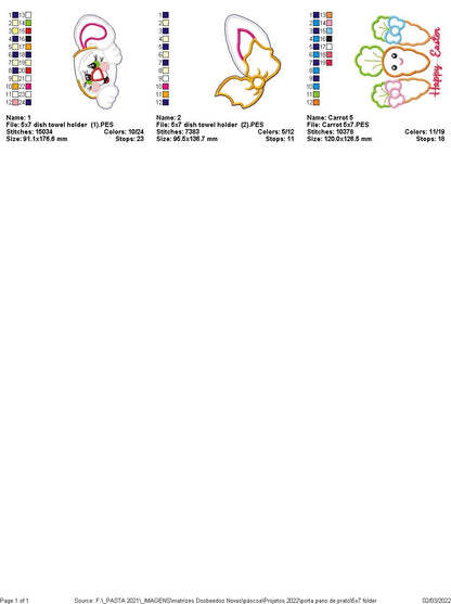 Dish towel holder  Easter - ITH Project - Machine Embroidery Design