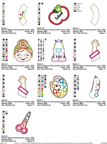 Back to School Wreath - ITH Project - Machine Embroidery Design