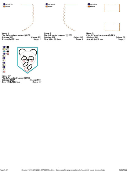 Baby Panda Nursery Flag Decor - ITH Project - Machine Embroidery Design