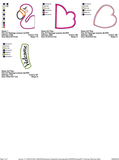 Flamingo Welcome Ornament - ITH Project - Machine Embroidery Design