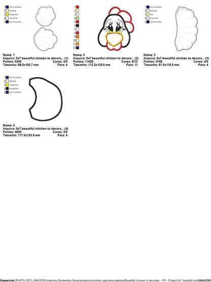 Beautiful Chicken Vase Ornament - ITH Project - Machine Embroidery Design