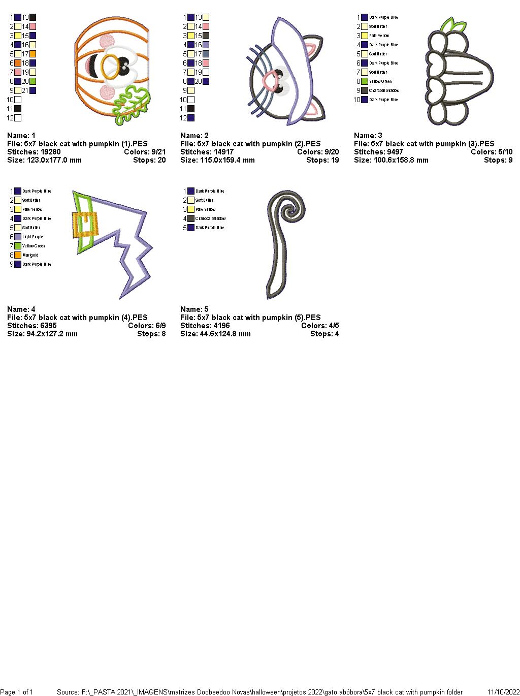 Black Cat with Pumpkin - ITH Project - Machine Embroidery Design