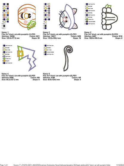 Black Cat with Pumpkin - ITH Project - Machine Embroidery Design