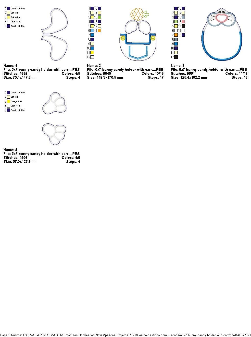 Bunny Candy Holder with Carrot - ITH Project - Machine Embroidery Design
