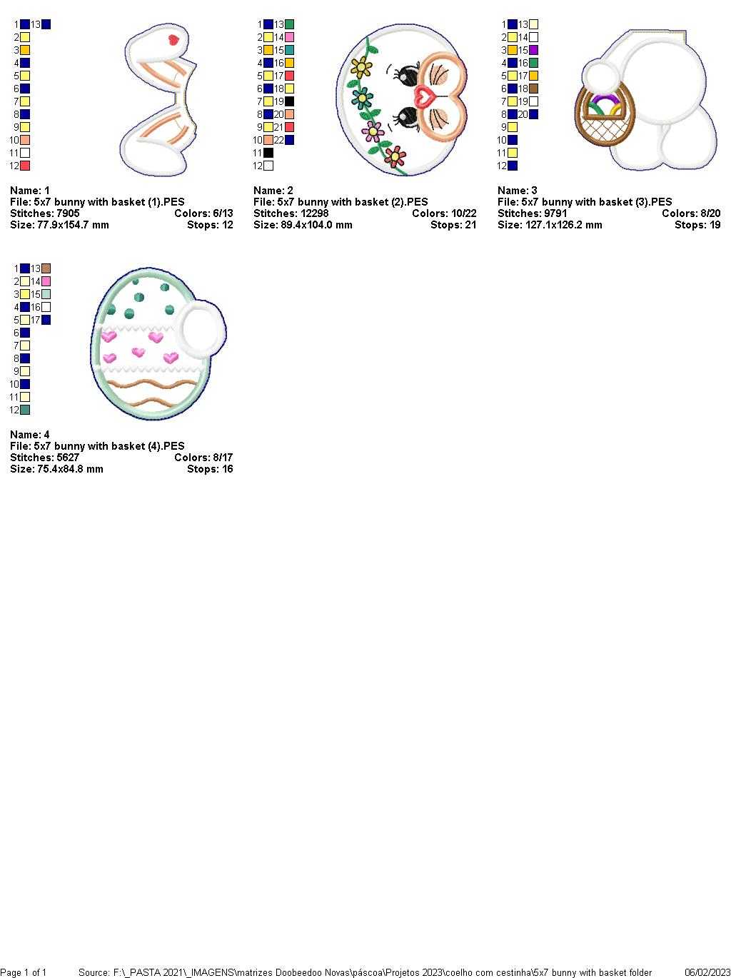 Bunny with Basket - ITH Project - Machine Embroidery Design