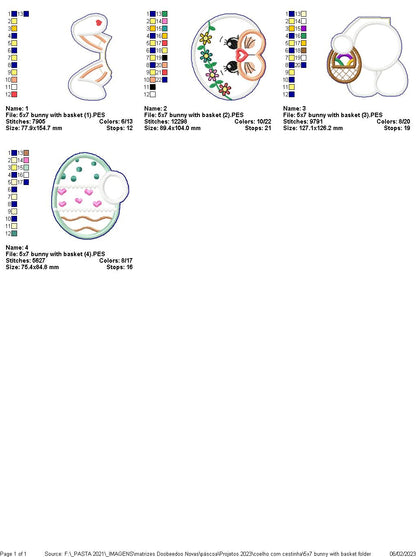 Bunny with Basket - ITH Project - Machine Embroidery Design