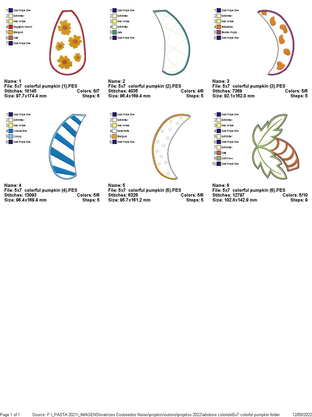 Colorful Pumpkin Autumn Door Ornament - ITH Project - Machine Embroidery Design