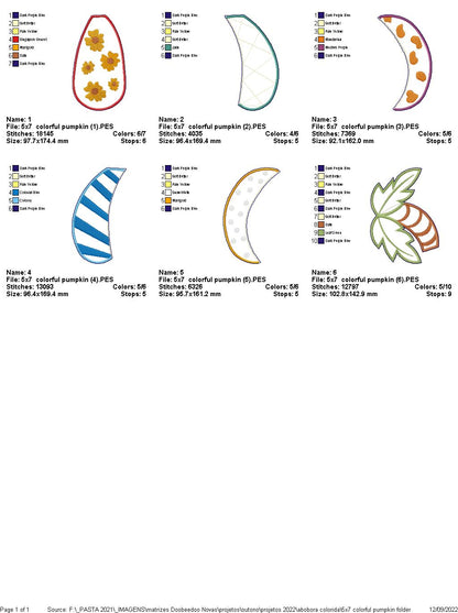 Colorful Pumpkin Autumn Door Ornament - ITH Project - Machine Embroidery Design