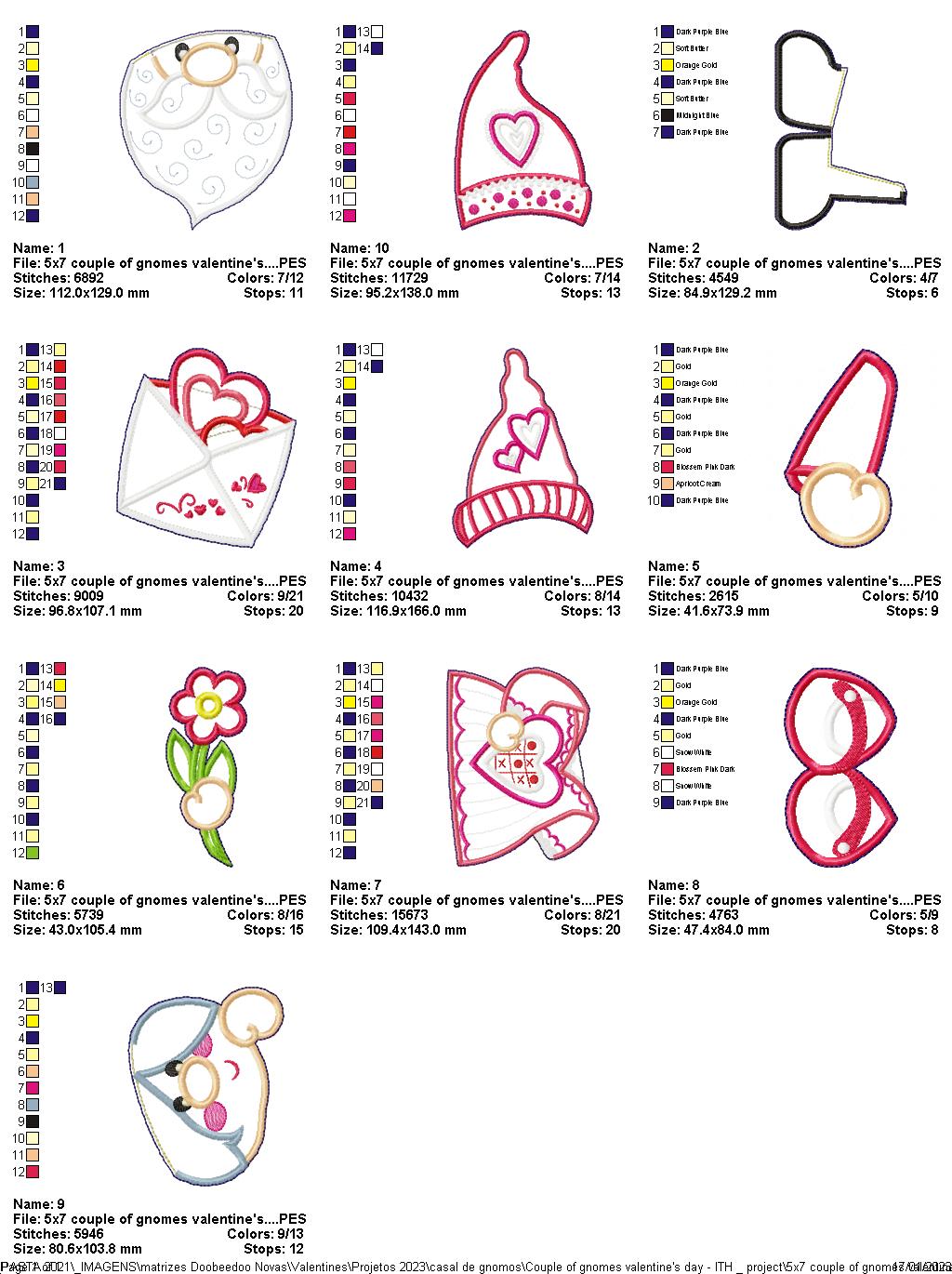 Gnomes Couple Valentine's Day - ITH Project - Machine Embroidery Design