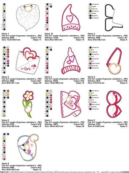 Gnomes Couple Valentine's Day - ITH Project - Machine Embroidery Design