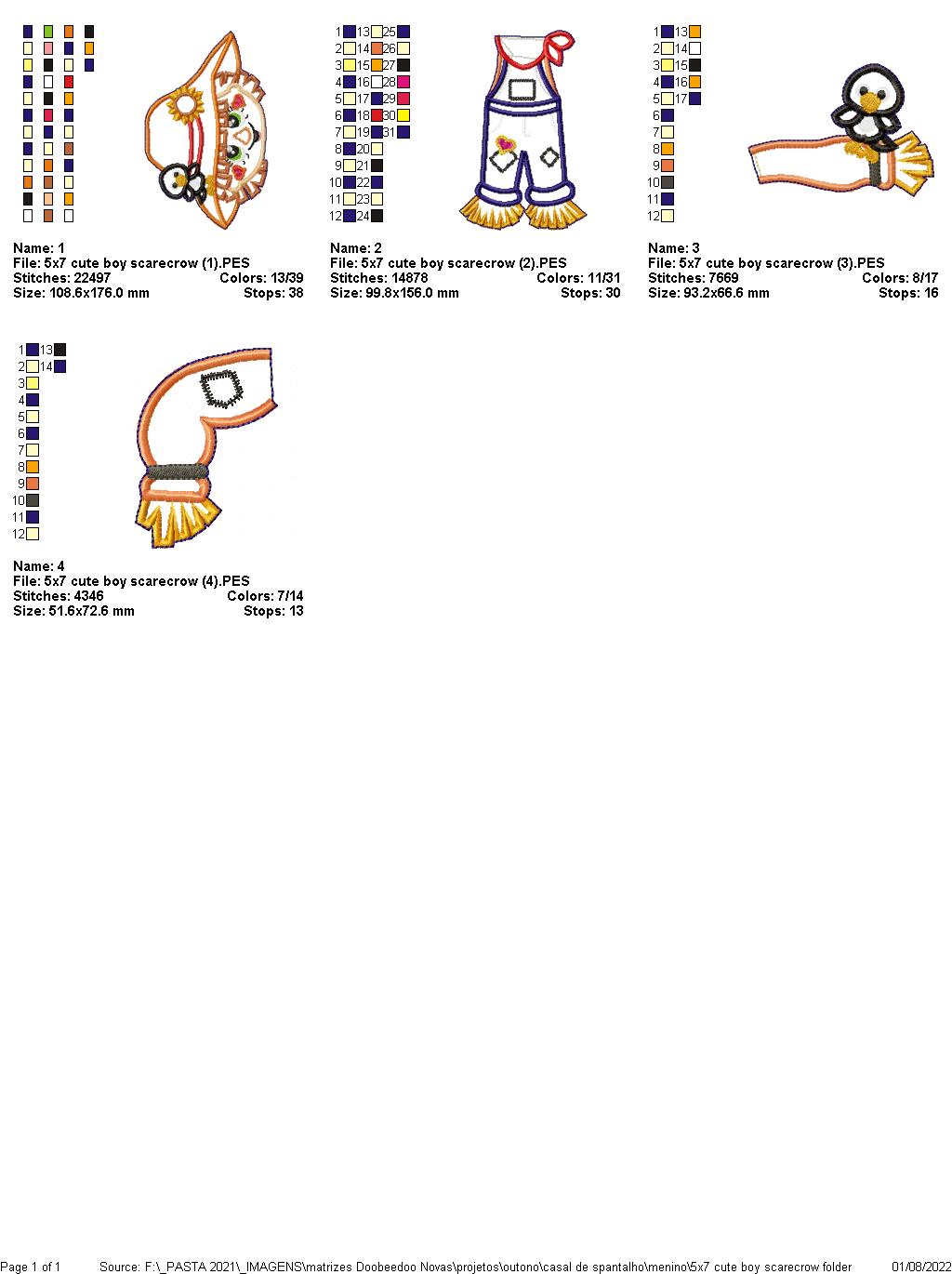 Cute Boy Scarecrow Vase Ornament - ITH Project - Machine Embroidery Design