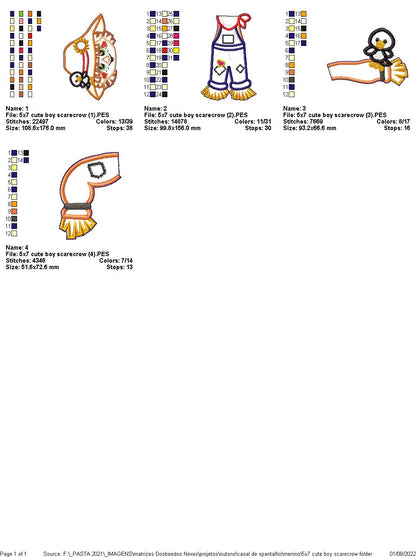 Cute Boy Scarecrow Vase Ornament - ITH Project - Machine Embroidery Design