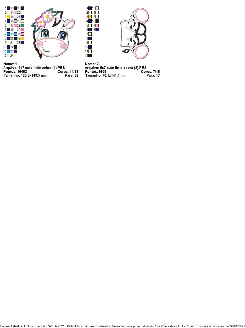 Cute Little Zebra with Flowers - ITH Project - Machine Embroidery Design