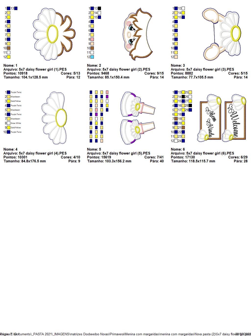 Daisy Flower Girl Spring Ornament - ITH Project - Machine Embroidery Design