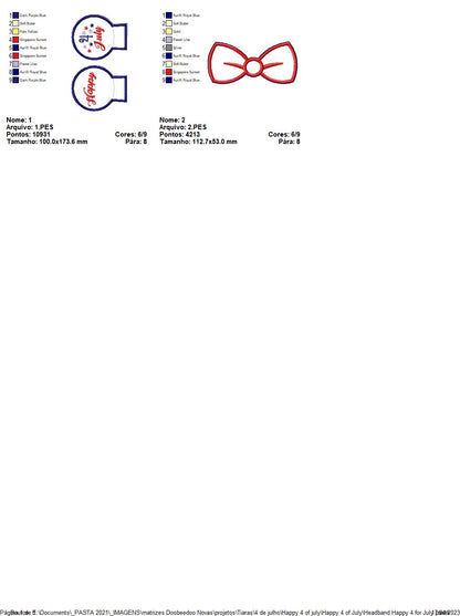 Happy 4th of July Headband - ITH Project - Machine Embroidery Design