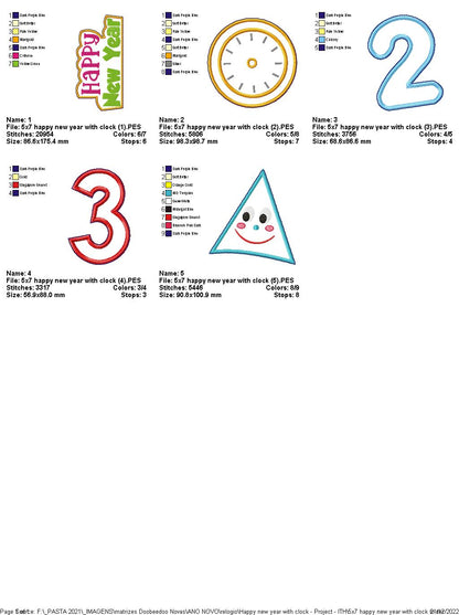 Happy New Year 2025 with Clock - ITH Project - Machine Embroidery Design