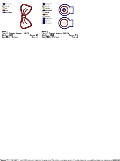 Mouse Ears Captain America Headband - ITH Project - Machine Embroidery Design