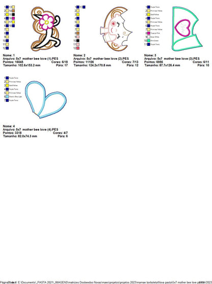 Bee Love Mothers Day Ornament - ITH Project - Machine Embroidery Design