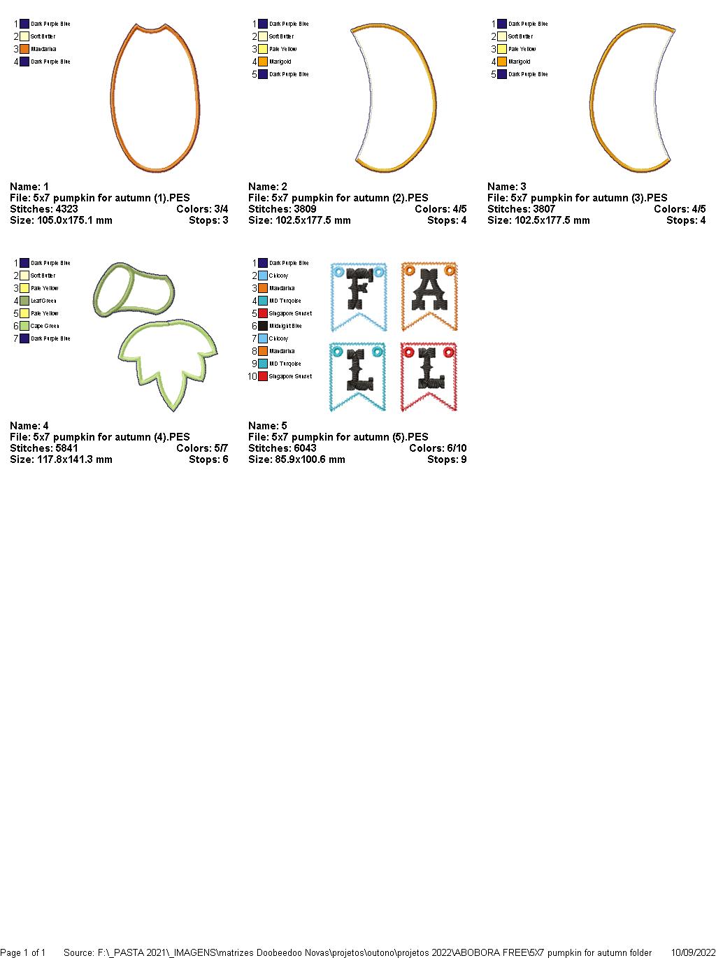 Pumpkin Autumn Door Ornament - ITH Project - Machine Embroidery Design