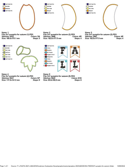 Pumpkin Autumn Door Ornament - ITH Project - Machine Embroidery Design