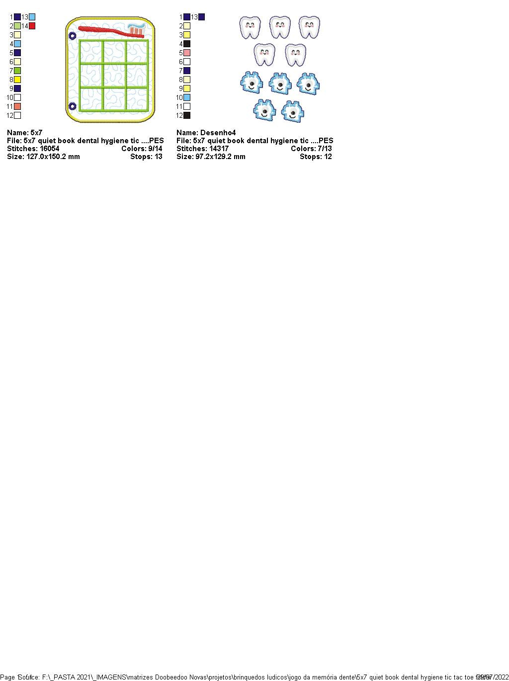 Dental Hygiene Tic Tac Toe Sensory Book - ITH Project - Machine Embroidery Design
