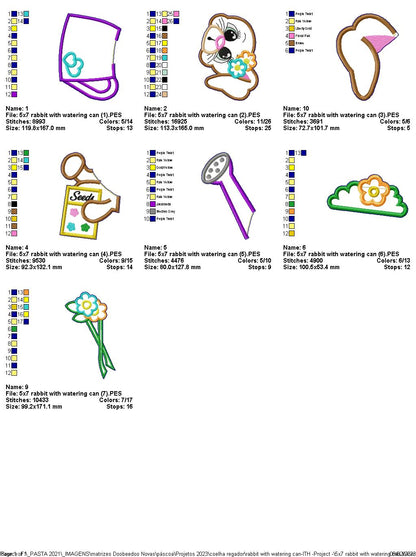 Rabbit with Watering Can - ITH Project - Machine Embroidery Design