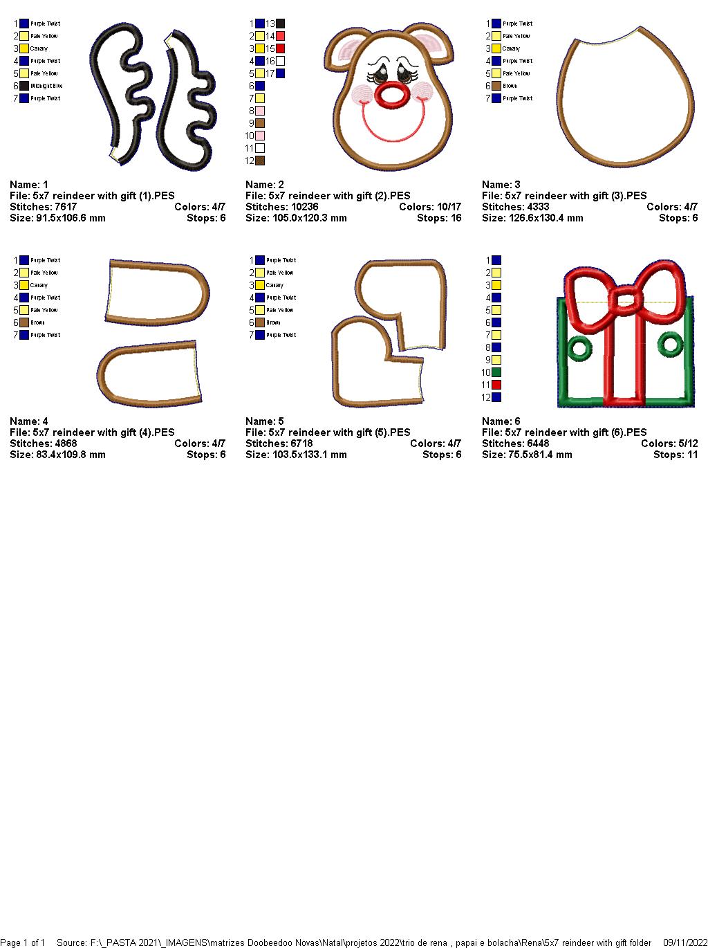 Reindeer with Gift Vase Ornament - ITH Project - Machine Embroidery Design