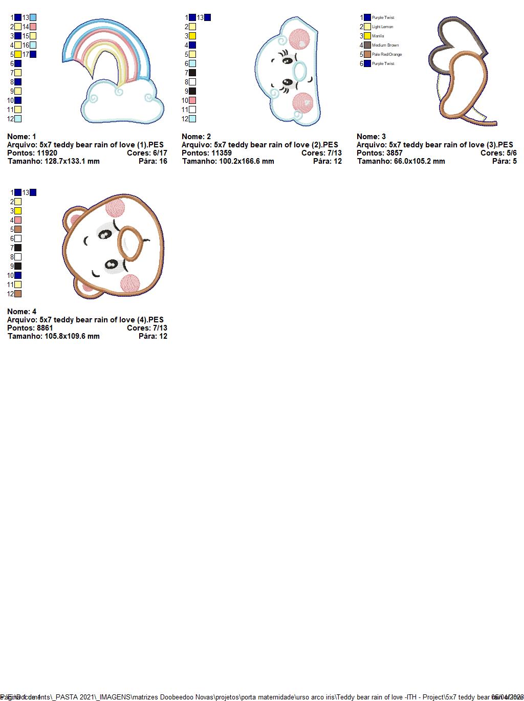 Teddy Bear Rain of Love Ornament - ITH Project - Machine Embroidery Design