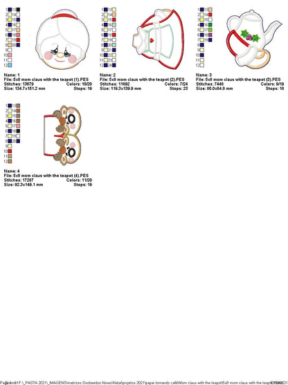 Santa and Mrs. Claus Having a Coffee Ornament - ITH Project - Machine Embroidery Design