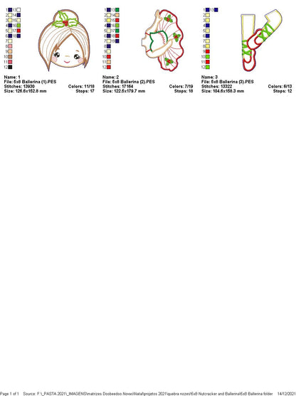 Nutcracker and Ballerina Vase Ornament - ITH Project - Machine Embroidery Design