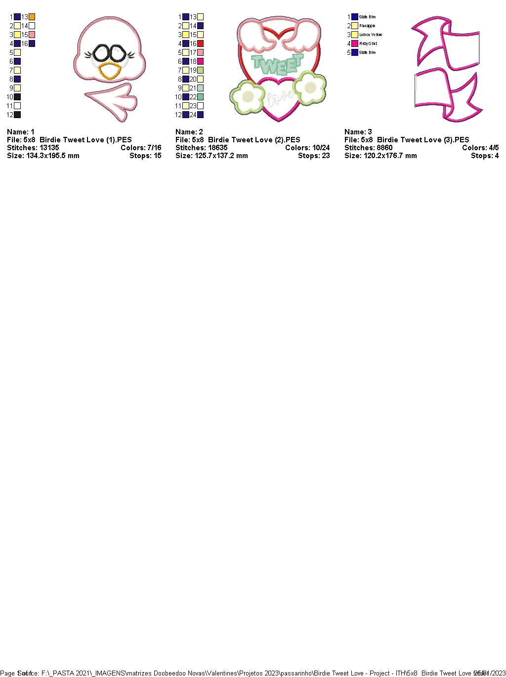 Birdie Tweet Love - ITH Project - Machine Embroidery Design