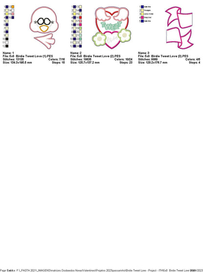 Birdie Tweet Love - ITH Project - Machine Embroidery Design
