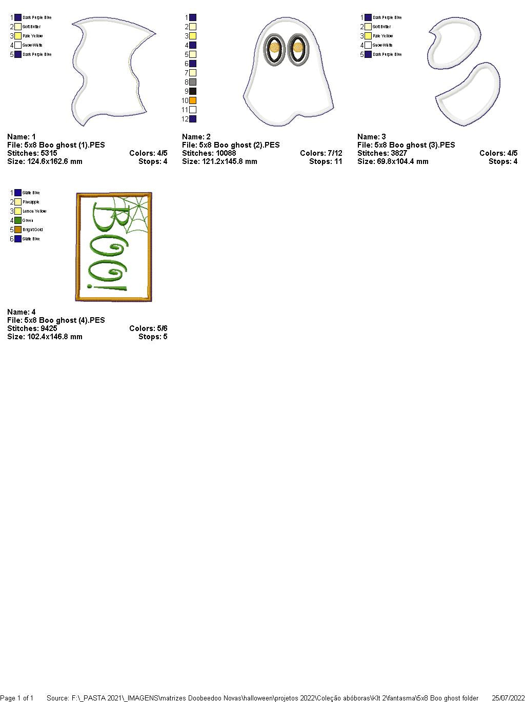 Ghost Boo for Halloween - ITH Project - Machine Embroidery Design