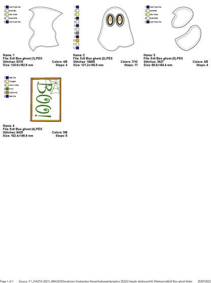 Ghost Boo for Halloween - ITH Project - Machine Embroidery Design