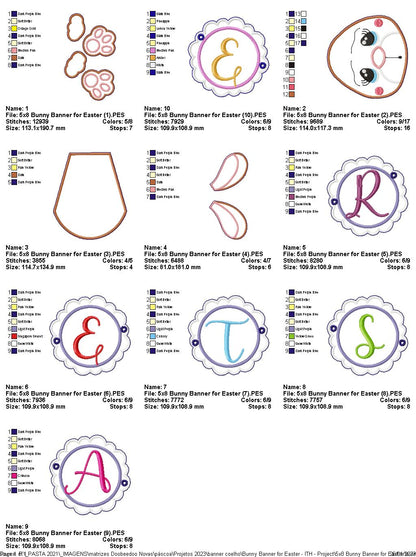 Bunny Banner for Easter - ITH Project - Machine Embroidery Design