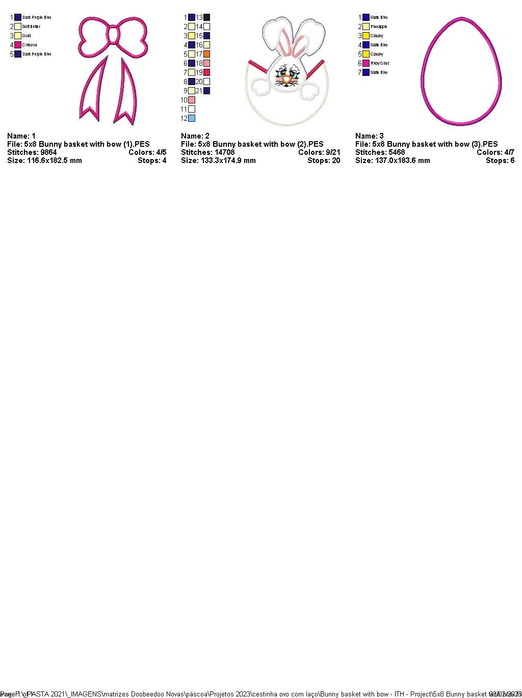 Bunny Basket with Bow - ITH Project - Machine Embroidery Design